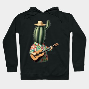 a cactus wearing a hawaiian shirt and playing a ukulele Hoodie